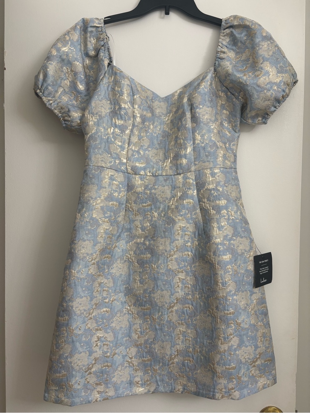 Lulus Women’s S Cutest Praise Blue Jacquard Dress - NWT